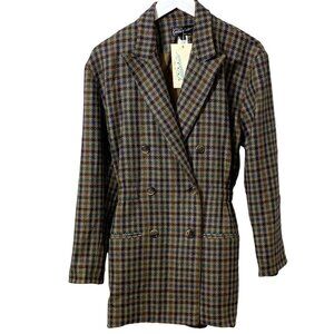 Pure cashmere and wool blend Double-Breasted Checkered Blazer